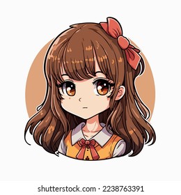 young cute girl anime style character vector illustration design. Manga Anime girl Faces Cartoon. face young girl anime style character vector illustration design. anime female manga cartoon. isolated