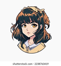 young cute girl anime style character vector illustration design. Manga Anime girl Faces Cartoon. face young girl anime style character vector illustration design. anime female manga cartoon. isolated