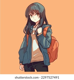 young cute girl anime style character vector illustration design. Manga Anime girl Faces Cartoon. face young girl anime style character vector illustration design. anime female manga cartoon. isolated