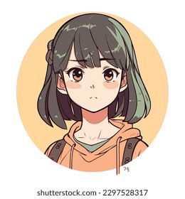 young cute girl anime style character vector illustration design. Manga Anime girl Faces Cartoon. face young girl anime style character vector illustration design. anime female manga cartoon. isolated