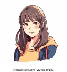 young cute girl anime style character vector illustration design. Manga Anime girl Faces Cartoon. face young girl anime style character vector illustration design. anime female manga cartoon. isolated