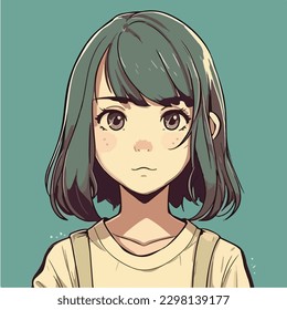 young cute girl anime style character vector illustration design. Manga Anime girl Faces Cartoon. face young girl anime style character vector illustration design. anime female manga cartoon. isolated