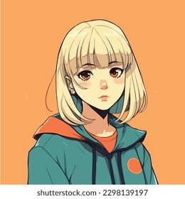 young cute girl anime style character vector illustration design. Manga Anime girl Faces Cartoon. face young girl anime style character vector illustration design. anime female manga cartoon. isolated