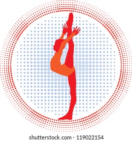 Young cute girl- gymnast  show  skill , vector silhouette