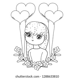 young cute girl lover with balloons helium