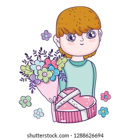 young cute lover boy with giftbox