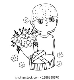 young cute lover boy with giftbox
