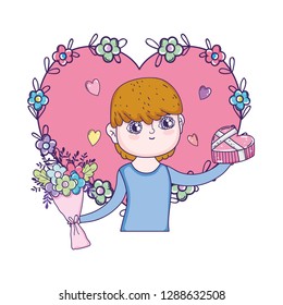 young cute lover boy with giftbox