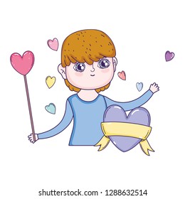 young cute lover boy with giftbox
