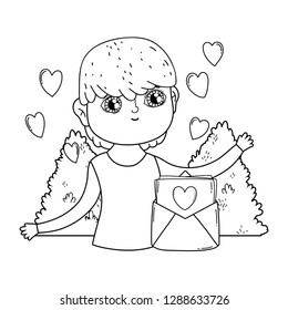 young cute lover boy with love envelope