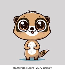Young cute meerkat  Baby meerkat  Vector graphics  Illustration for child  Smiling  cheerful   cuddly little animal 
