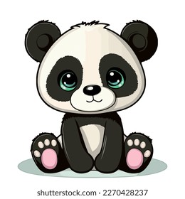 Young cute panda. baby panda. Vector graphics. Illustration for children. Smiling nice animal.