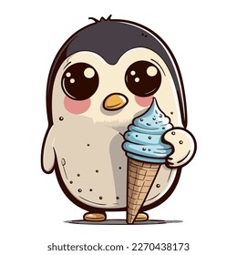 Young cute penguin. Baby penguin. Vector graphics. Illustration for children. Smiling nice animal.