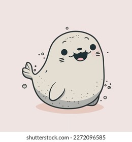 Young cute seal. Baby seal. Vector graphics. Illustration for a child. Smiling, cheerful and cuddly little animal.