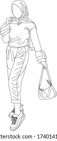 Young Cute and Stylish Muslim Woman Holding a Sling Bag