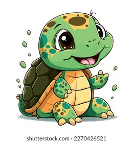 Joven tortuga linda. Tortuga bebé. Gráficos vectoriales. Ilustración para niños.