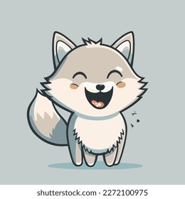 Young cute wolf. Baby turtle. Vector graphics. Illustration for a child. Smiling, cheerful and cuddly little animal.