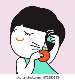 Young Cute Woman Holding Bottle Of Perfume And Smelling Aroma Concept Card Character illustration