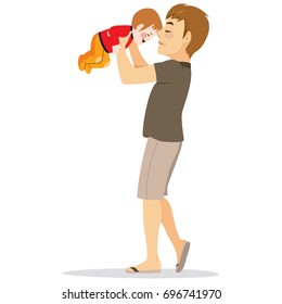Young dad with cute baby playing and having fun together