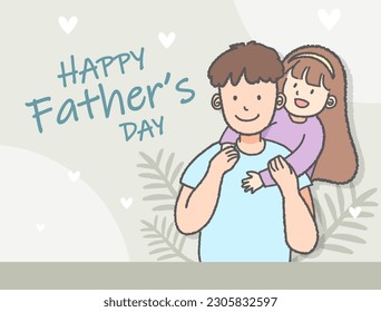Young dad only cute daughter to welcome Father's Day celebration picture