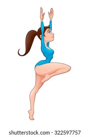 Young dancer or artistic gymnast. Vector cartoon isolated character.
