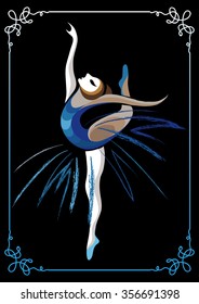 Young dancer (ballerina). Suitable for invitation, flyer, sticker, poster, banner, card,label, cover, web. Vector illustration.