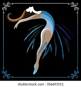 Young dancer (ballerina). Suitable for invitation, flyer, sticker, poster, banner, card,label, cover, web. Vector illustration.