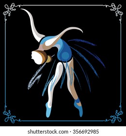 Young dancer (ballerina). Suitable for invitation, flyer, sticker, poster, banner, card,label, cover, web. Vector illustration.
