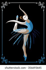 Young dancer (ballerina). Suitable for invitation, flyer, sticker, poster, banner, card,label, cover, web. Vector illustration.