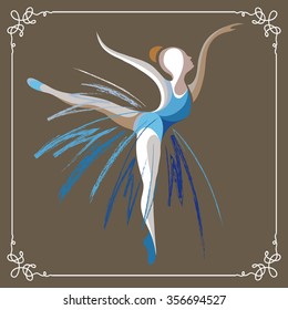 Young dancer (ballerina). Suitable for invitation, flyer, sticker, poster, banner, card,label, cover, web. Vector illustration.