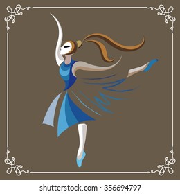 Young dancer (ballerina). Suitable for invitation, flyer, sticker, poster, banner, card,label, cover, web. Vector illustration.