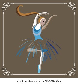 Young dancer (ballerina). Suitable for invitation, flyer, sticker, poster, banner, card,label, cover, web. Vector illustration.