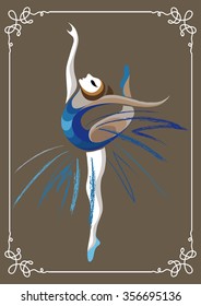 Young dancer (ballerina). Suitable for invitation, flyer, sticker, poster, banner, card,label, cover, web. Vector illustration.