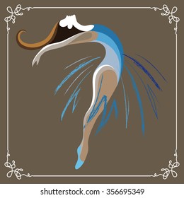 Young dancer (ballerina). Suitable for invitation, flyer, sticker, poster, banner, card,label, cover, web. Vector illustration.