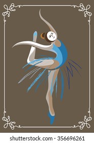 Young dancer (ballerina). Suitable for invitation, flyer, sticker, poster, banner, card,label, cover, web. Vector illustration.