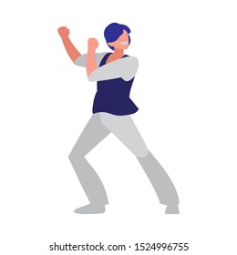 young dancer disco style character vector illustration design