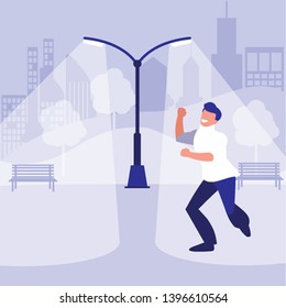 young dancer disco style in the park vector illustration design
