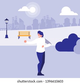 young dancer disco style in the park vector illustration design