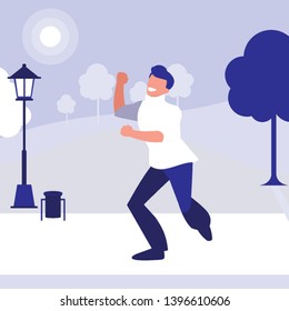 young dancer disco style in the park vector illustration design
