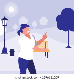 young dancer disco style in the park vector illustration design