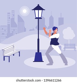young dancer disco style in the park vector illustration design