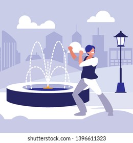 young dancer disco style in the park vector illustration design