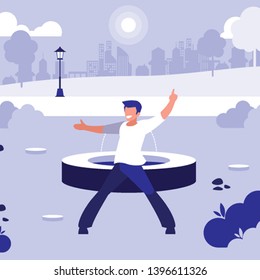 young dancer disco style in the park vector illustration design