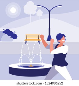 young dancer disco style in the park vector illustration design