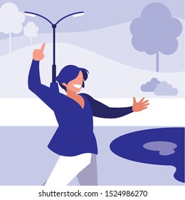 young dancer disco style in the park vector illustration design