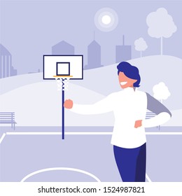 young dancer disco style in the park vector illustration design