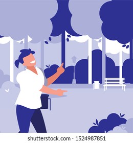 young dancer disco style in the park vector illustration design