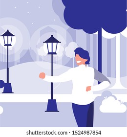 young dancer disco style in the park vector illustration design