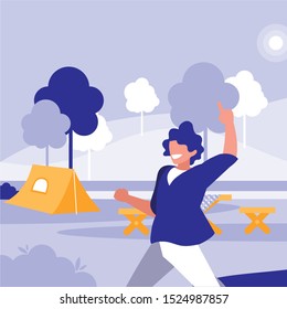 young dancer disco style in the park vector illustration design