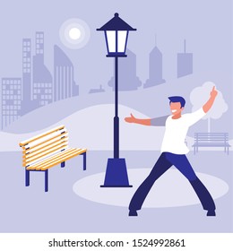 young dancer disco style in the park vector illustration design
